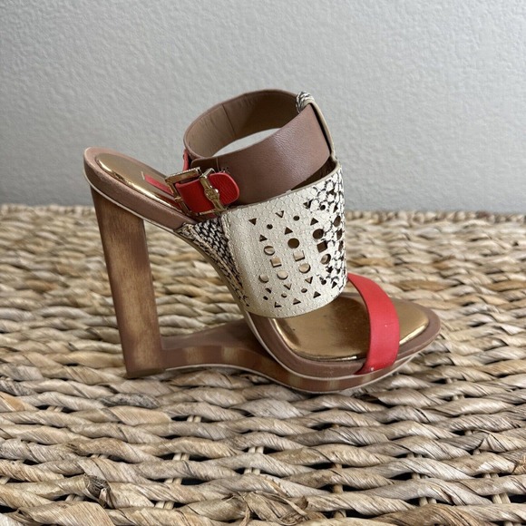 BCBGMAXAZRIA Meteur Snake Red Heel Sandal 7B Coral High Heel - Picture 6 of 13